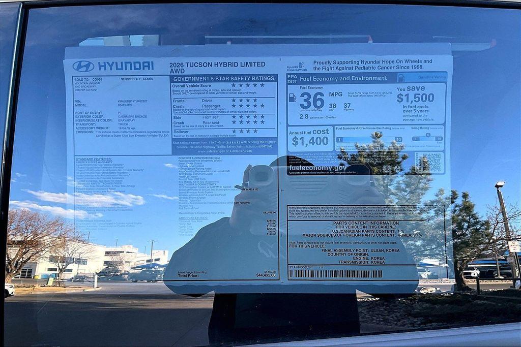 new 2026 Hyundai TUCSON Hybrid car, priced at $39,495