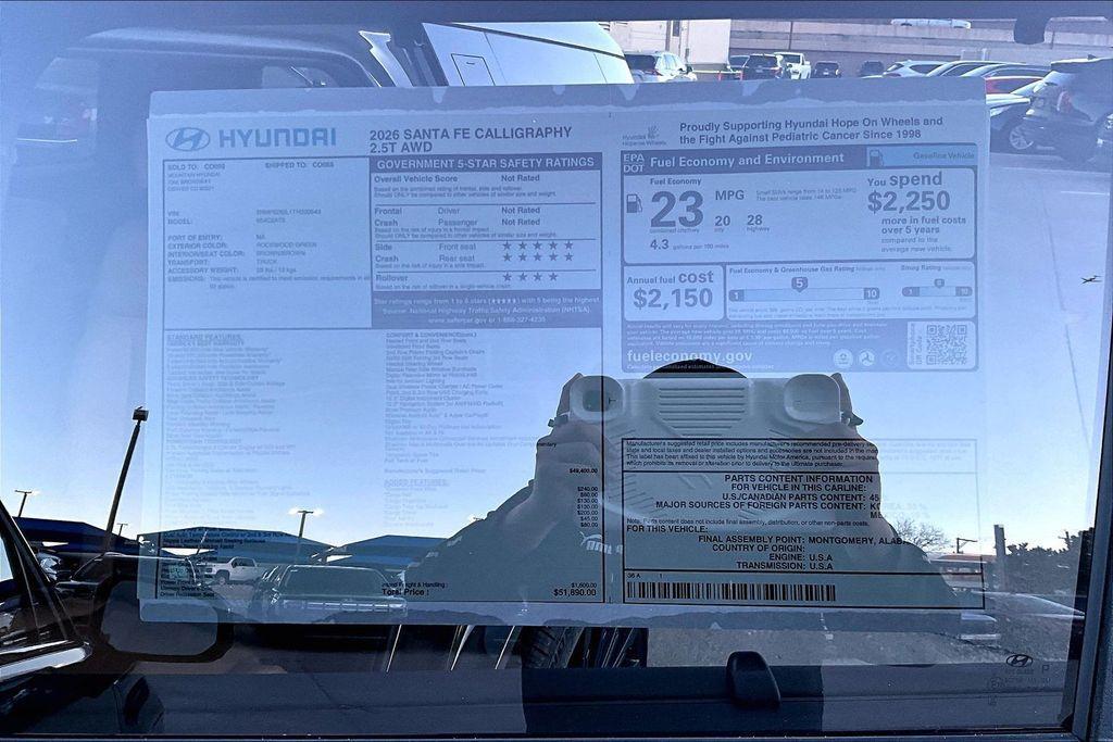 new 2026 Hyundai Santa Fe car, priced at $47,390