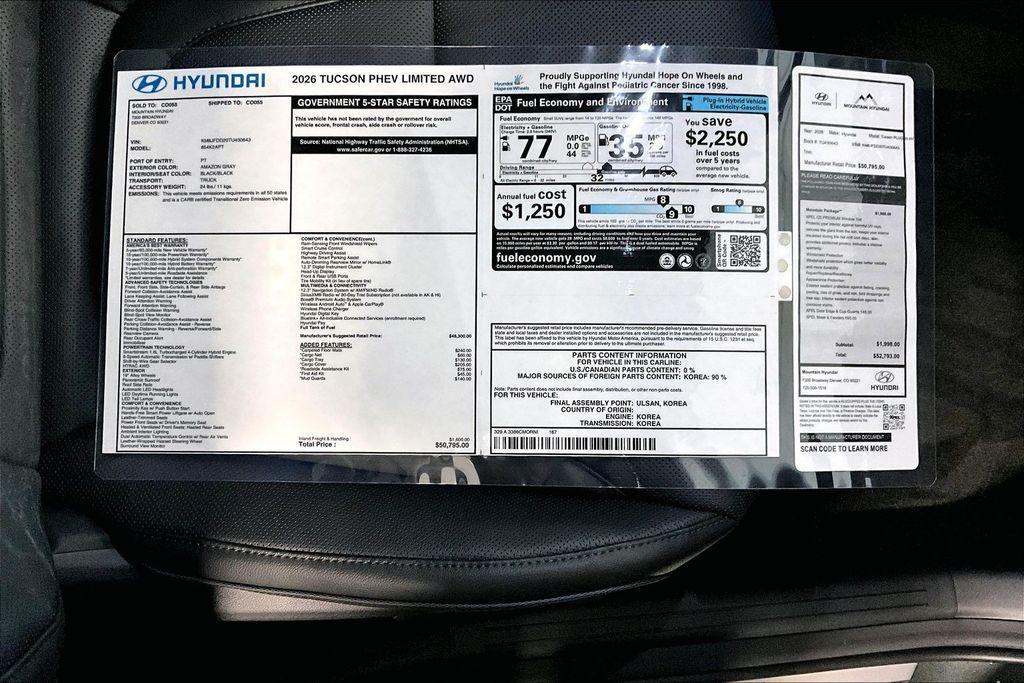 new 2026 Hyundai TUCSON Plug-In Hybrid car, priced at $49,545