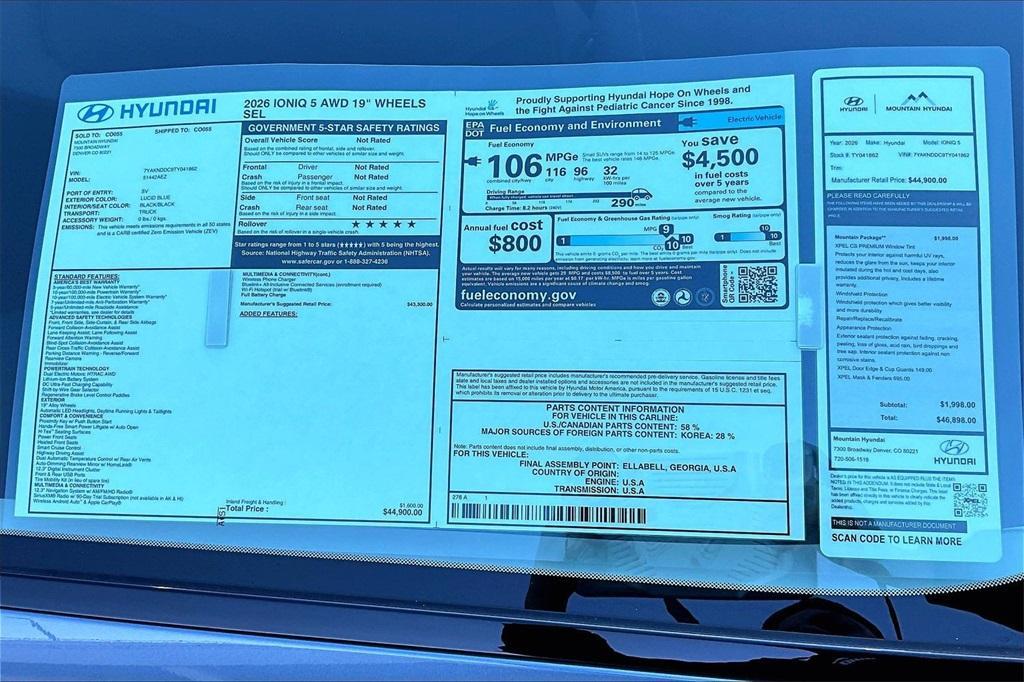 new 2026 Hyundai IONIQ 5 car, priced at $40,150