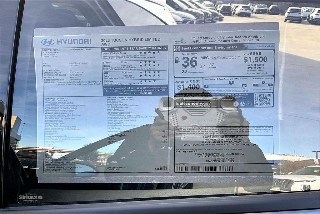 new 2026 Hyundai TUCSON Hybrid car, priced at $39,180