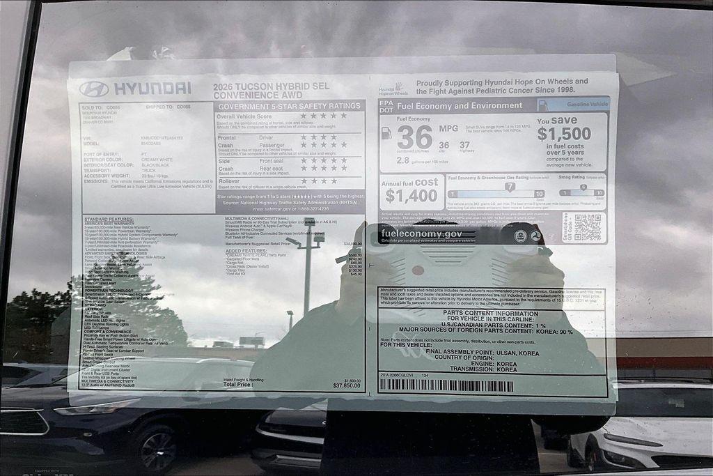 new 2026 Hyundai TUCSON Hybrid car, priced at $33,350