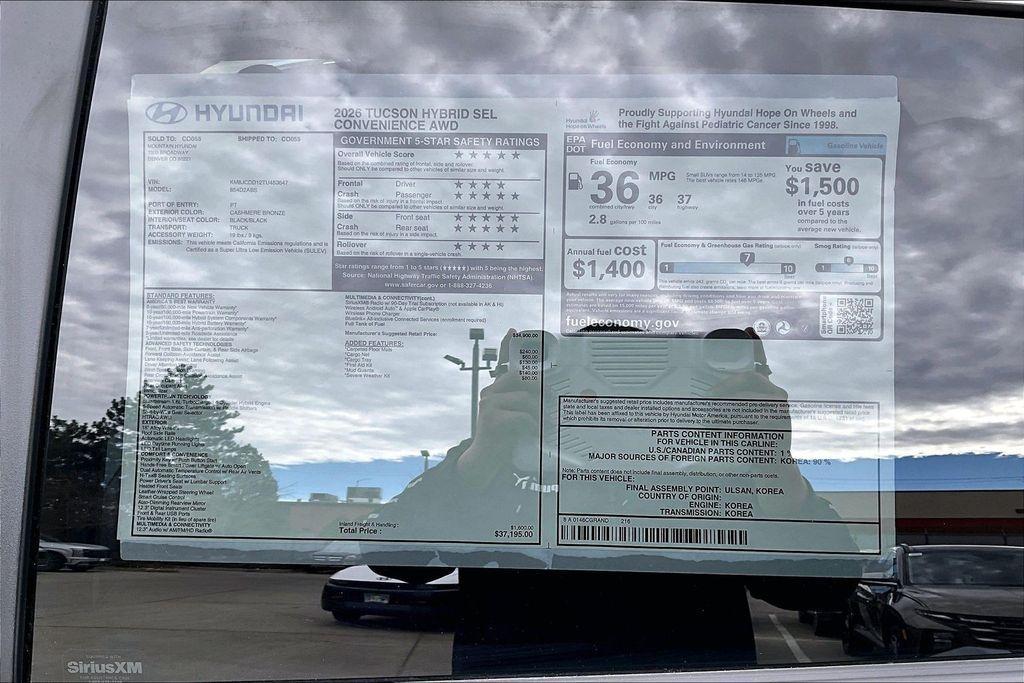 new 2026 Hyundai TUCSON Hybrid car, priced at $32,695