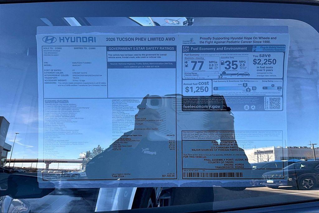 new 2026 Hyundai TUCSON Plug-In Hybrid car, priced at $50,250