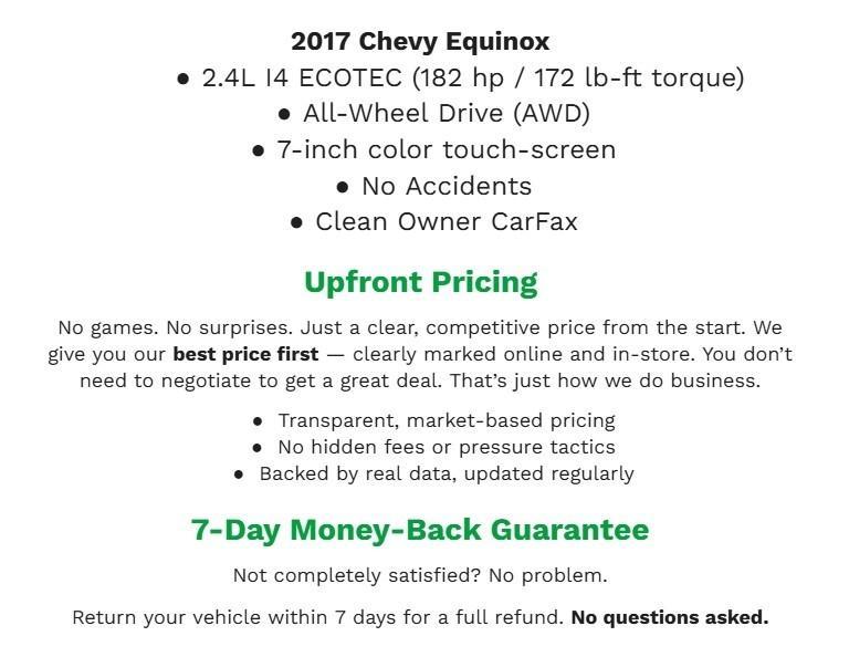 used 2017 Chevrolet Equinox car, priced at $11,500