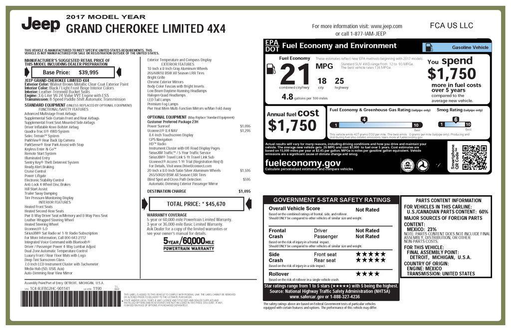 used 2017 Jeep Grand Cherokee car, priced at $11,695