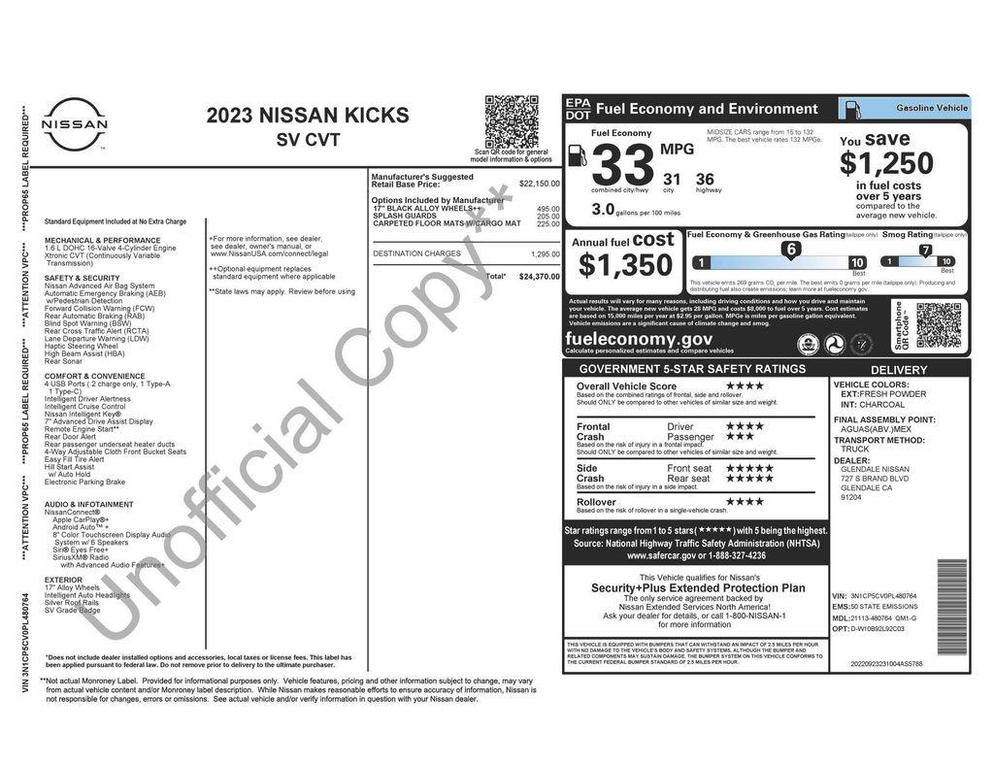 used 2023 Nissan Kicks car, priced at $19,173