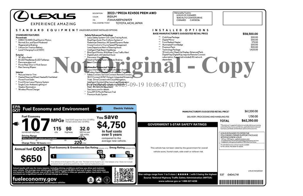 used 2023 Lexus RZ 450e car, priced at $30,673