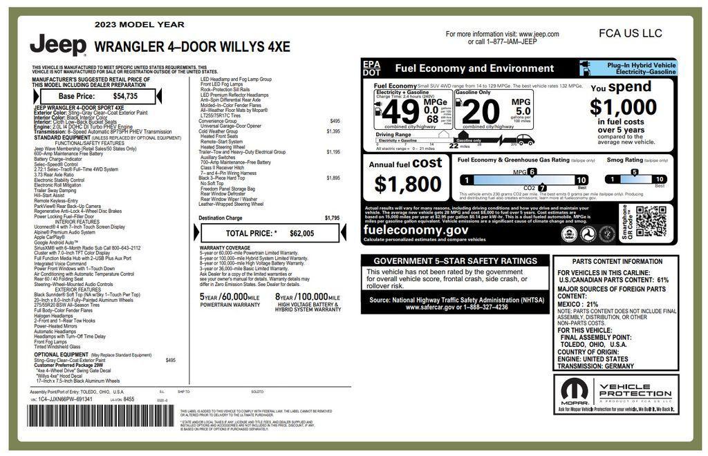 used 2023 Jeep Wrangler 4xe car, priced at $29,373