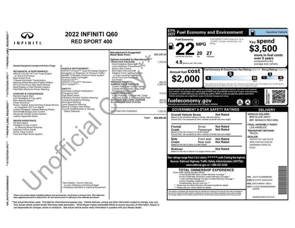 used 2022 INFINITI Q60 car, priced at $44,473