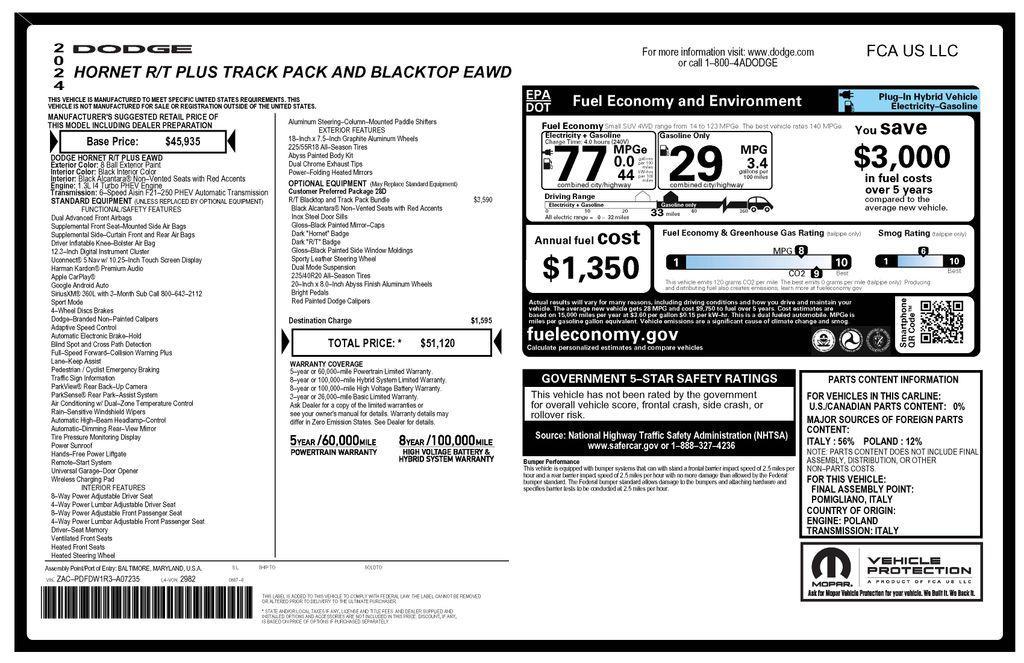 used 2024 Dodge Hornet car, priced at $24,373