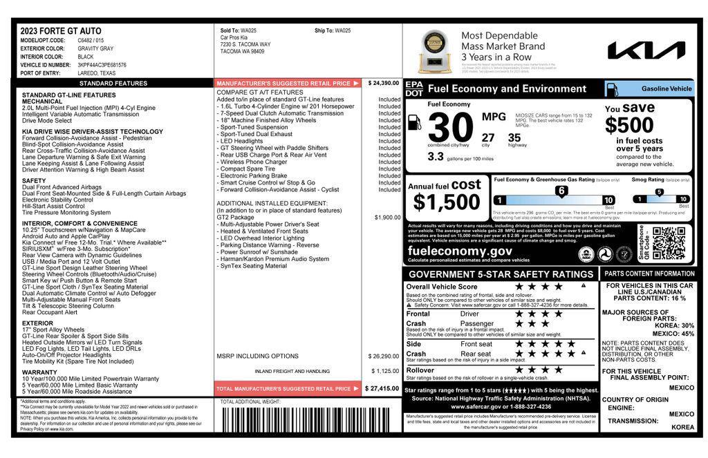 used 2023 Kia Forte car, priced at $21,973