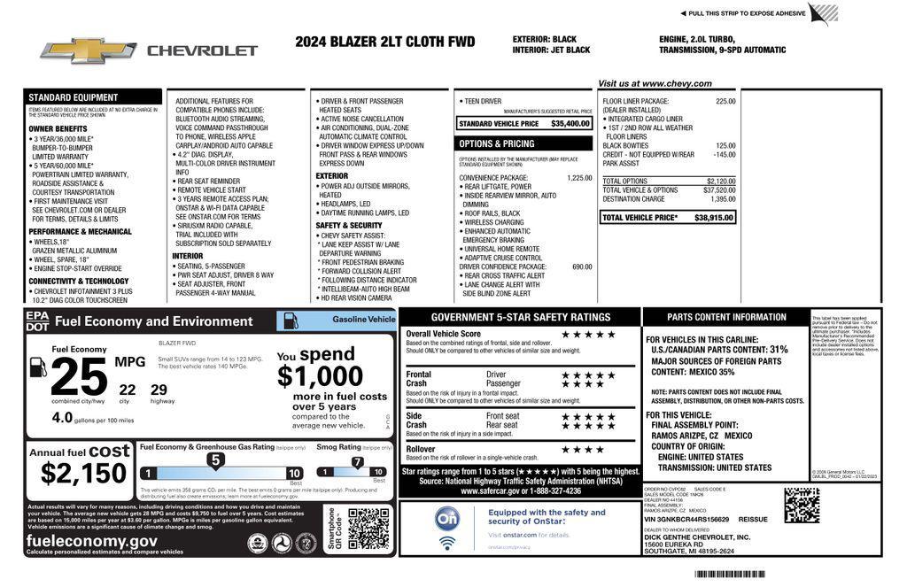 used 2024 Chevrolet Blazer car, priced at $26,973