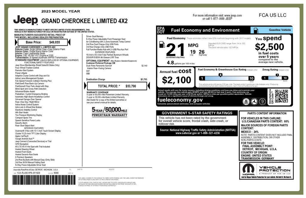 used 2023 Jeep Grand Cherokee L car, priced at $25,975