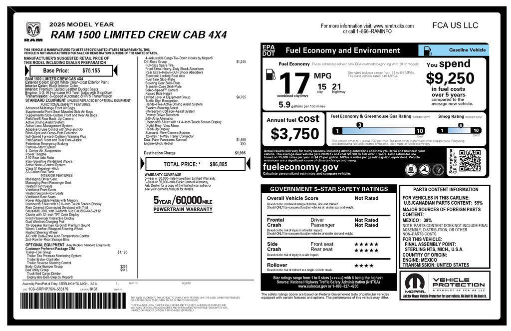 used 2025 Ram 1500 car, priced at $56,973