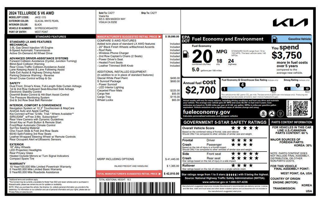 used 2024 Kia Telluride car, priced at $35,373