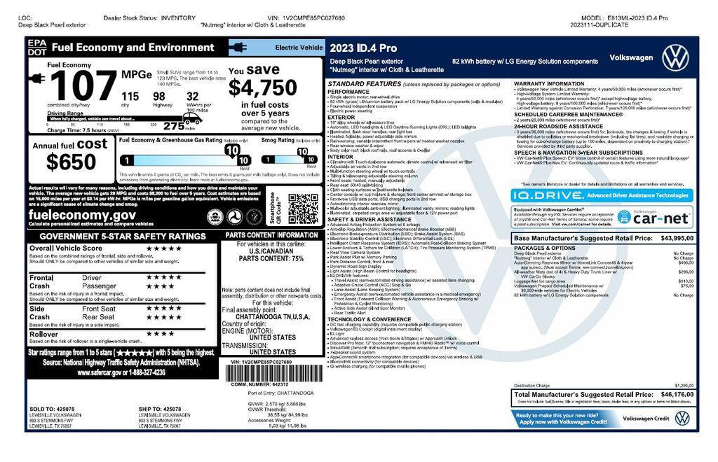 used 2023 Volkswagen ID.4 car, priced at $19,973