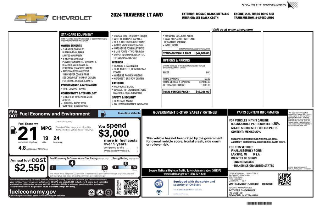 used 2024 Chevrolet Traverse car, priced at $34,473