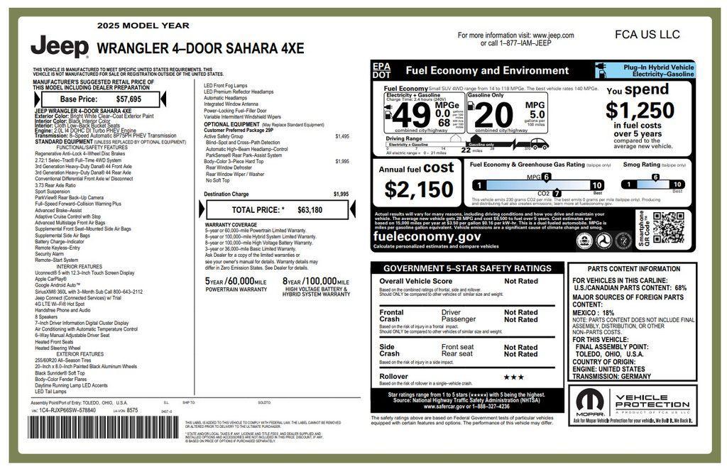 used 2025 Jeep Wrangler 4xe car, priced at $30,072