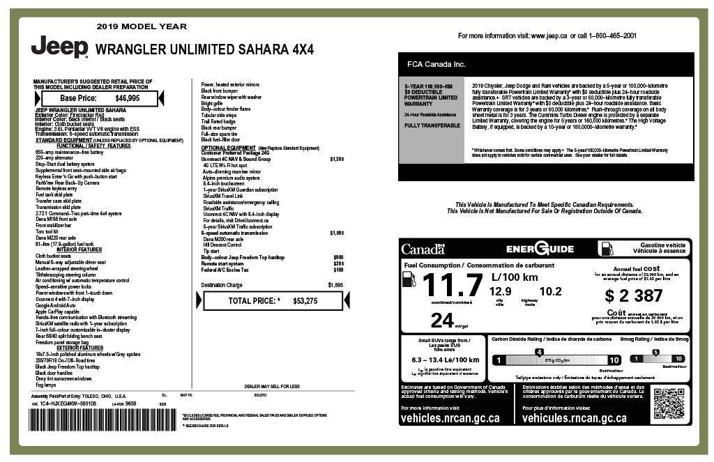 used 2019 Jeep Wrangler Unlimited car, priced at $29,995