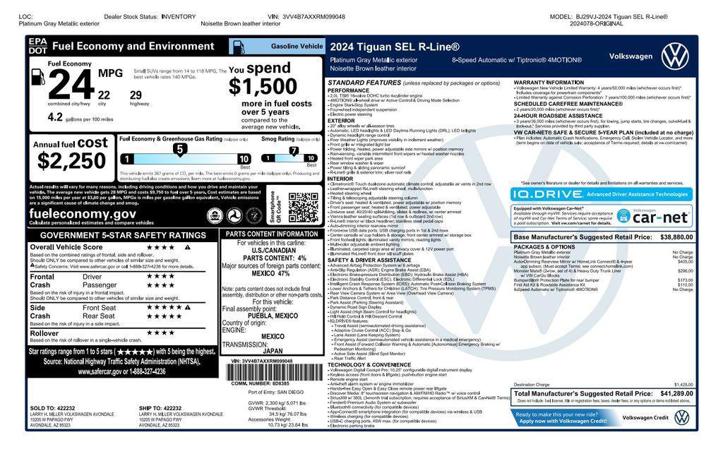 used 2024 Volkswagen Tiguan car, priced at $29,375