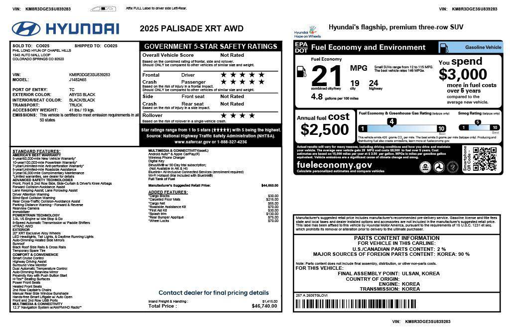 used 2025 Hyundai Palisade car, priced at $40,173