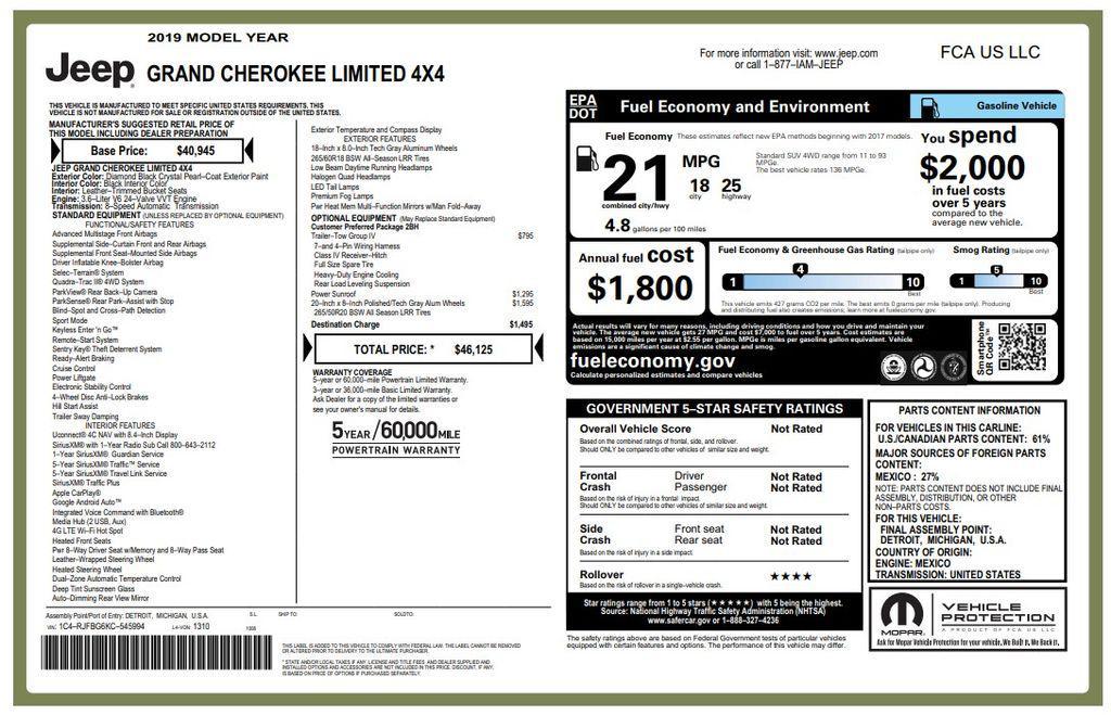 used 2019 Jeep Grand Cherokee car, priced at $19,094