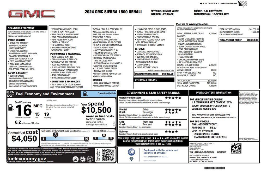 used 2024 GMC Sierra 1500 car, priced at $62,373