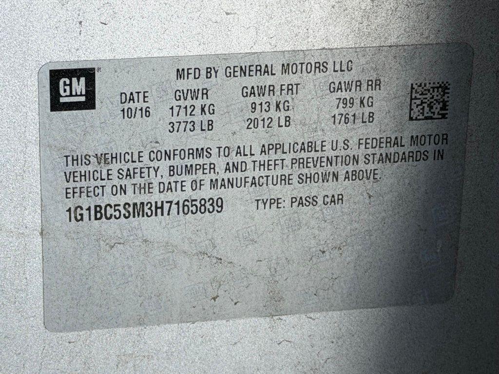 used 2017 Chevrolet Cruze car, priced at $9,695