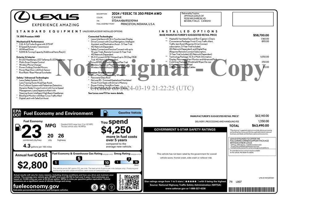 used 2024 Lexus TX 350 car, priced at $57,873