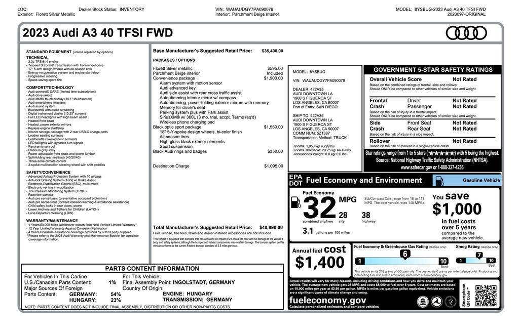 used 2023 Audi A3 car, priced at $25,373