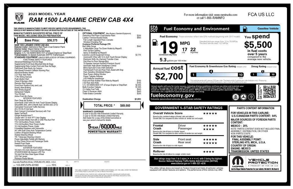 used 2023 Ram 1500 car, priced at $42,773