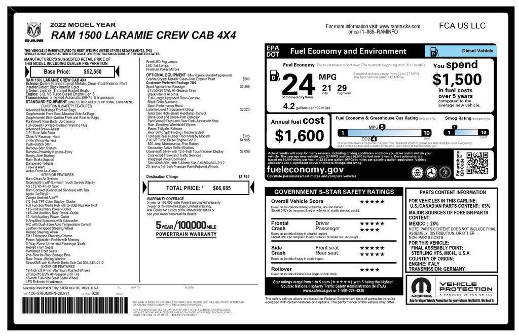 used 2022 Ram 1500 car, priced at $37,875