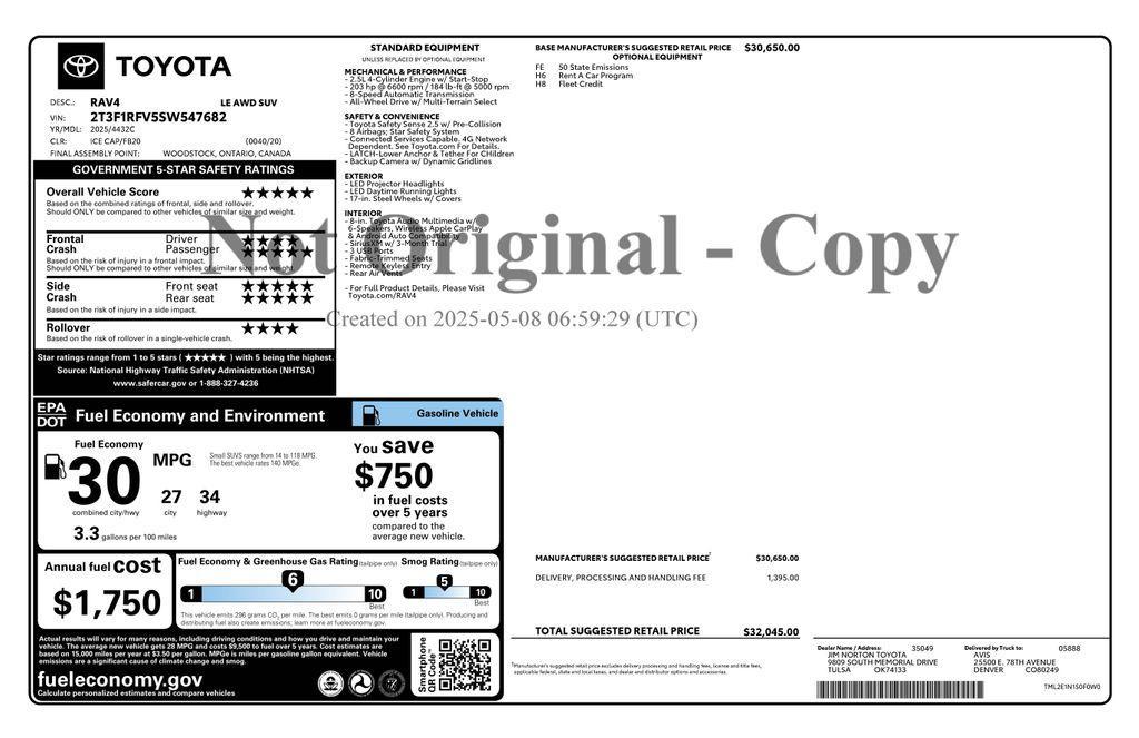 used 2025 Toyota RAV4 car, priced at $29,673
