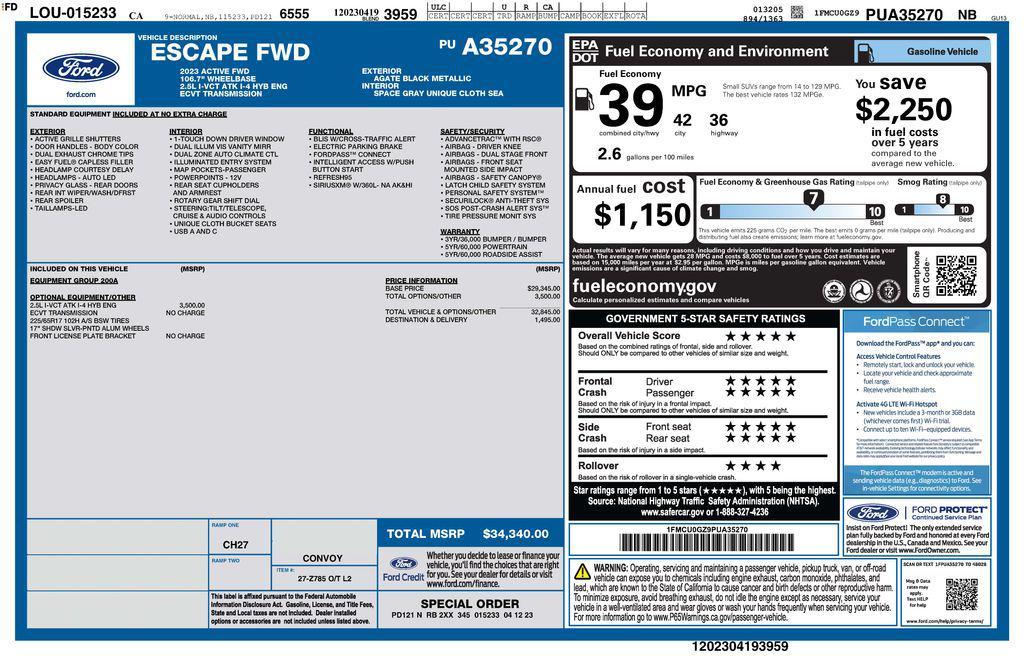 used 2023 Ford Escape car, priced at $20,973