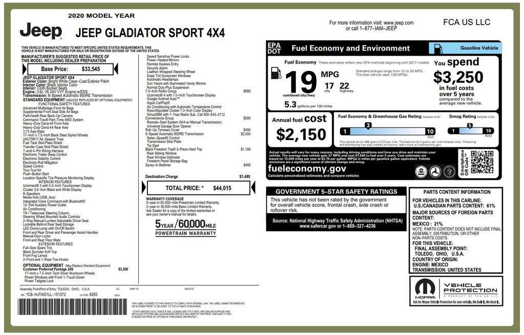 used 2020 Jeep Gladiator car, priced at $27,973