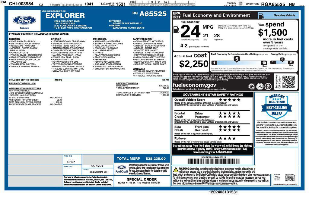 used 2024 Ford Explorer car, priced at $27,973