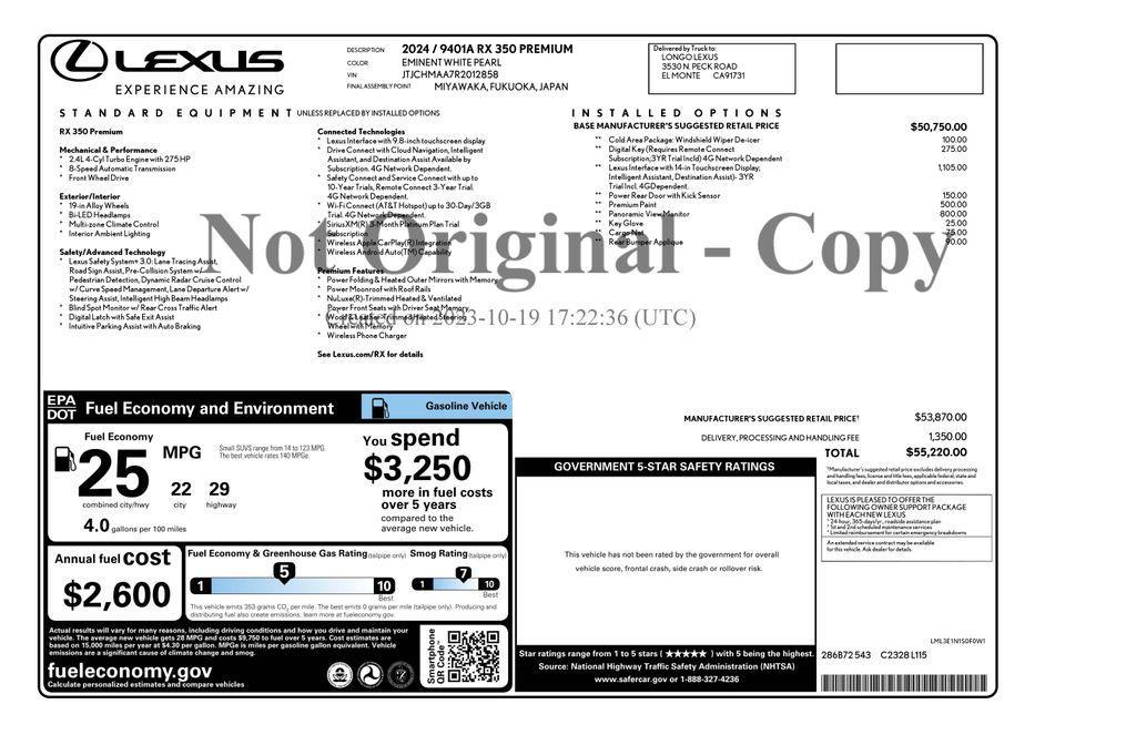 used 2024 Lexus RX 350 car, priced at $50,973