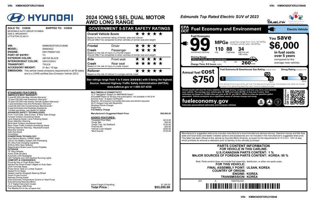 used 2024 Hyundai IONIQ 5 car, priced at $27,973
