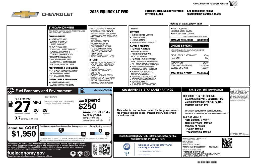 used 2025 Chevrolet Equinox car, priced at $24,173