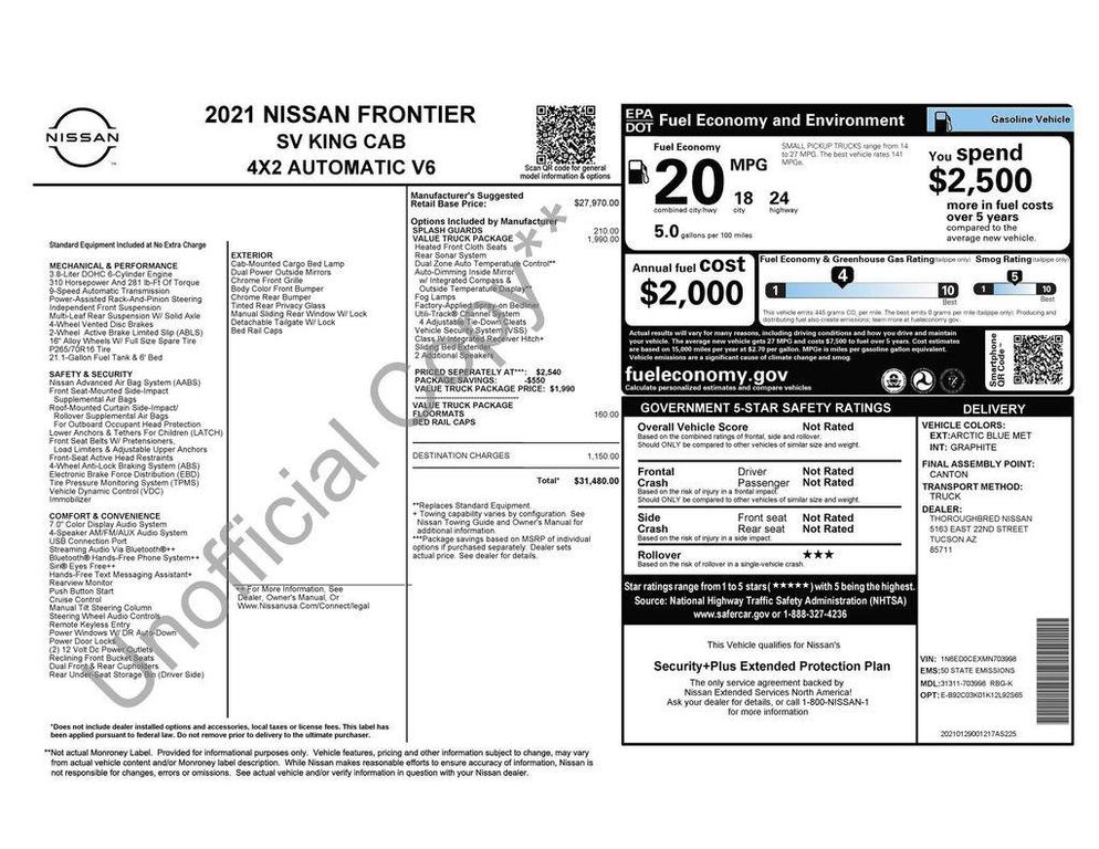 used 2021 Nissan Frontier car, priced at $20,673
