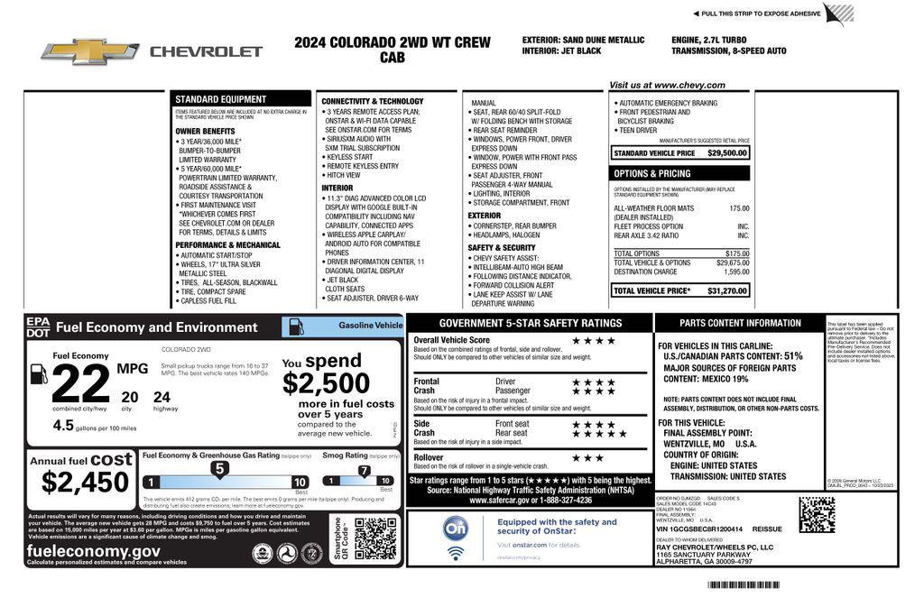 used 2024 Chevrolet Colorado car, priced at $28,973