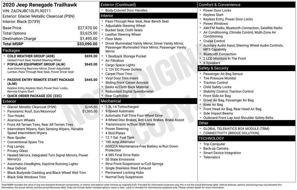 used 2020 Jeep Renegade car, priced at $17,400