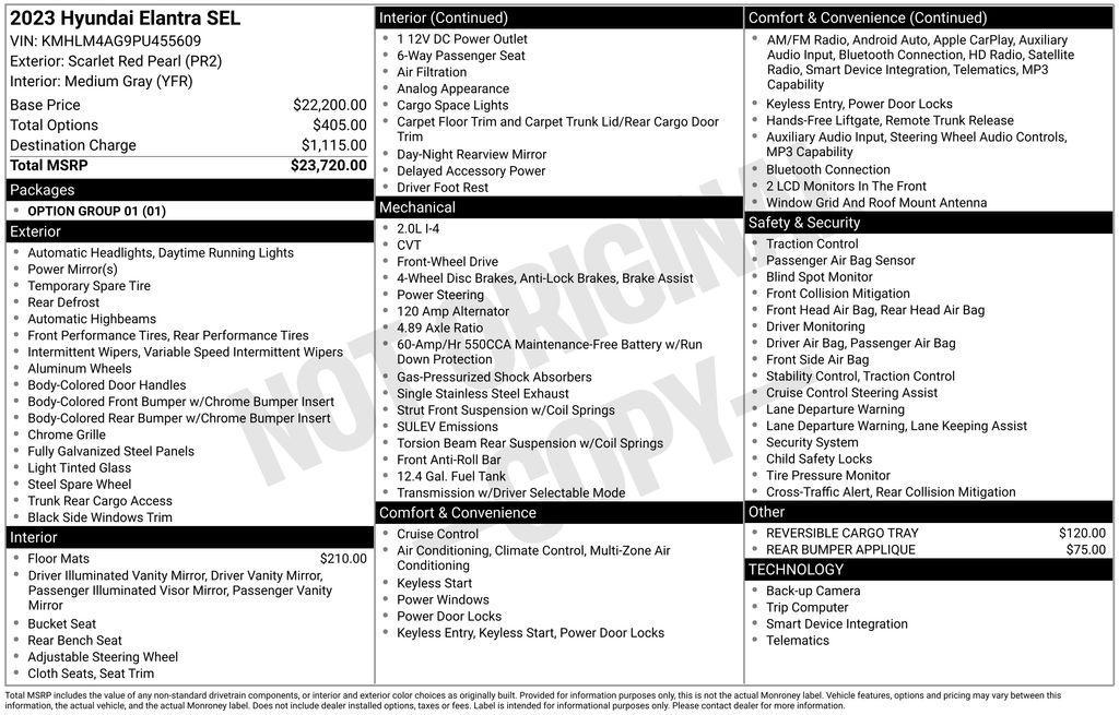 used 2023 Hyundai Elantra car, priced at $18,894