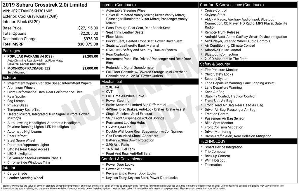 used 2019 Subaru Crosstrek car, priced at $20,750