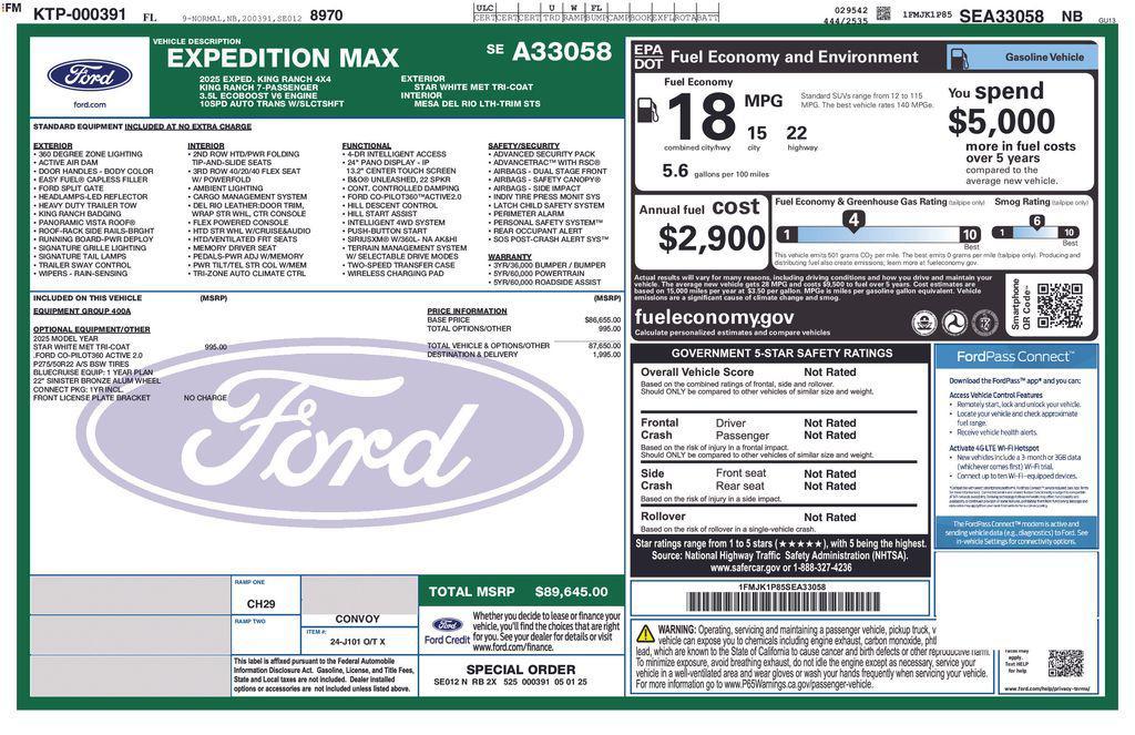 used 2025 Ford Expedition Max car, priced at $77,500