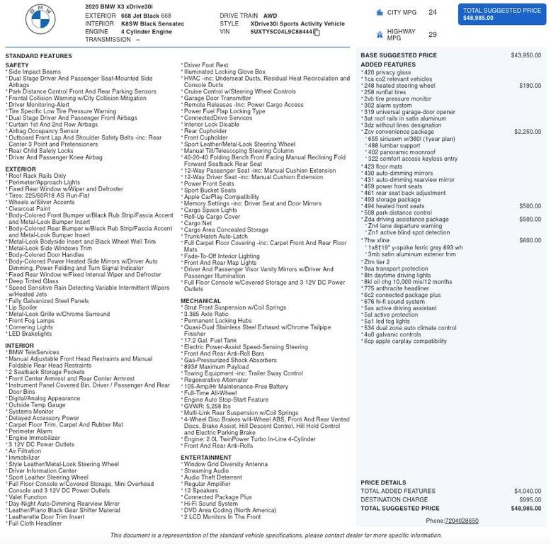 used 2020 BMW X3 car, priced at $22,897