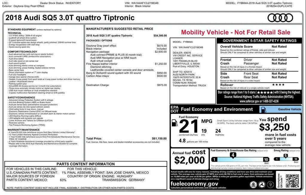 used 2018 Audi SQ5 car, priced at $21,497