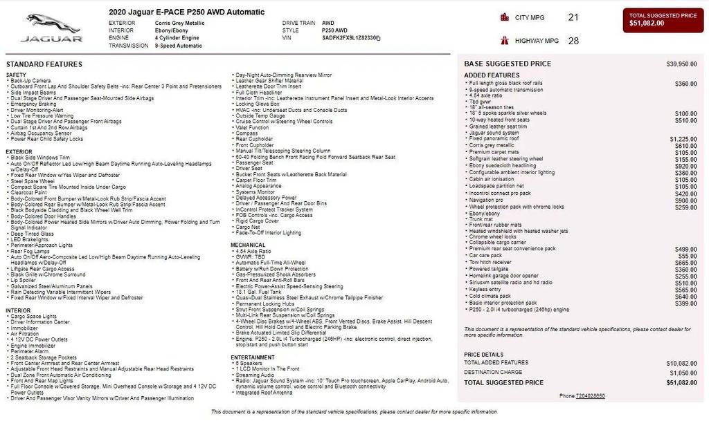 used 2020 Jaguar E-PACE car, priced at $19,775