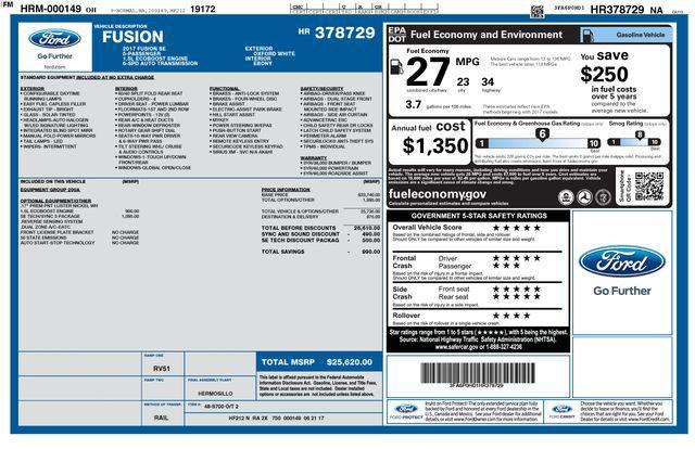 used 2017 Ford Fusion car, priced at $9,086